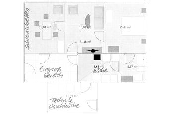 Grundriss der Wohnung 1 im EG der Villa Hansson